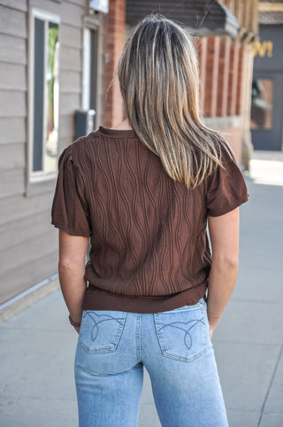 Wave Patterned Lightweight Sweater Top