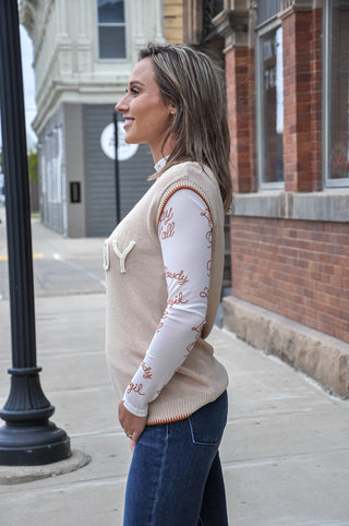 Western Howdy Letter Sweater Top