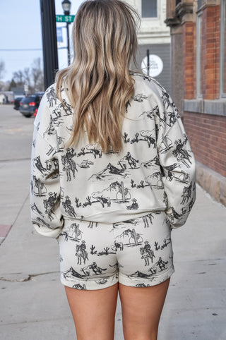 WESTERN PRINTED Sweatshort/Sweatshirt Set