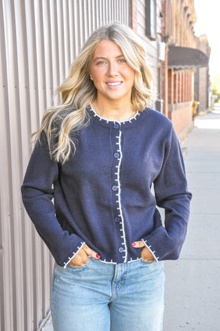 Whipstitch Scallop Cardigan
