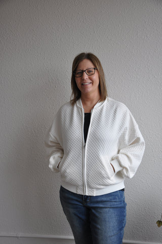 White Full Zip Oversized Jacket