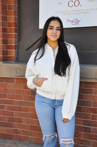 White Full Zip Oversized Jacket