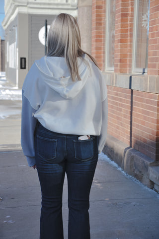 White and Heather Contrast Quarter Zip