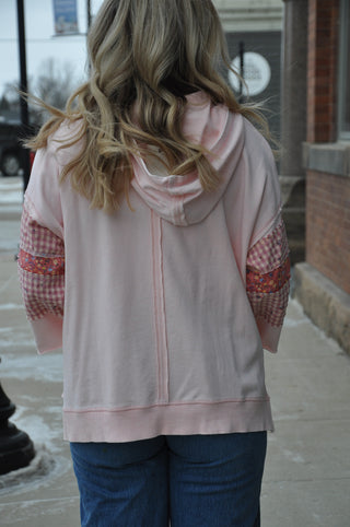 Wide 3/4 Sleeve Floral Print Pullover