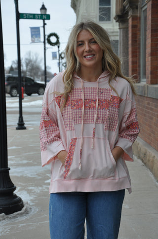 Wide 3/4 Sleeve Floral Print Pullover