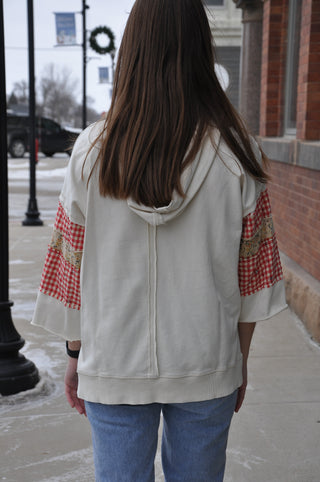 Wide 3/4 Sleeve Floral Print Pullover