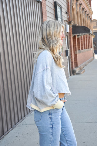 Wide Ribbed Collared Neck Cape Sweatshirt