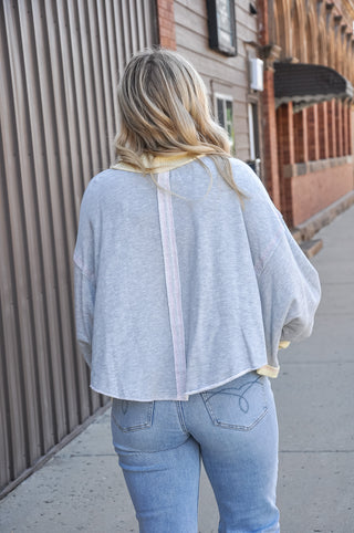 Wide Ribbed Collared Neck Cape Sweatshirt