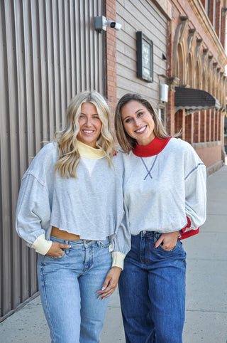 Wide Ribbed Collared Neck Cape Sweatshirt