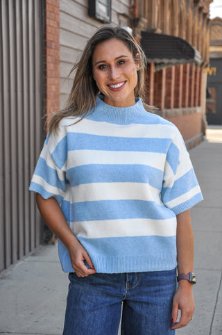 Wide Stripe SS Round Neck Top