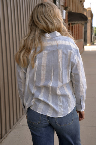 Women's Mixed Stripe Button Up Shirt