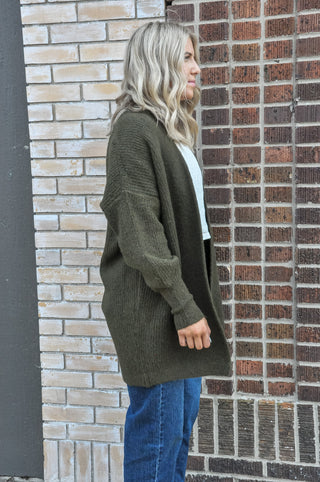 Wool Blend Open Front Cardigan