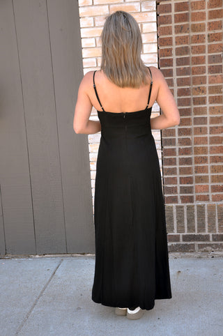 Woven Lace Trim Maxi Dress