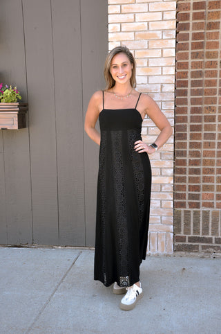 Woven Lace Trim Maxi Dress