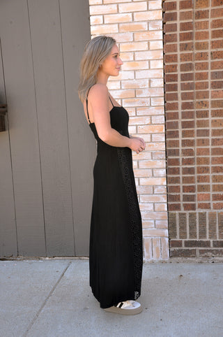 Woven Lace Trim Maxi Dress