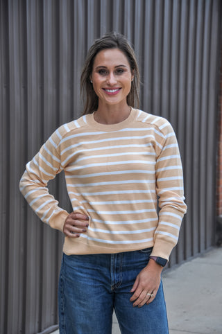 Yellow Striped Raglan Sweater