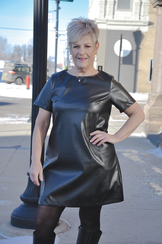 Yours Truly Faux Leather Dress