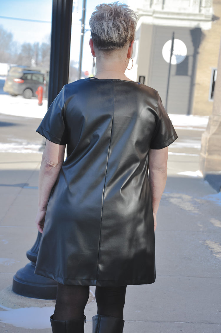 Yours Truly Faux Leather Dress