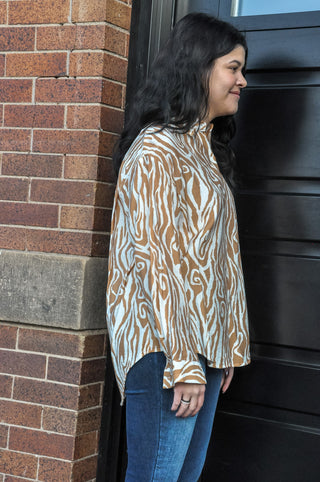 Zebra Print Casual Blouse