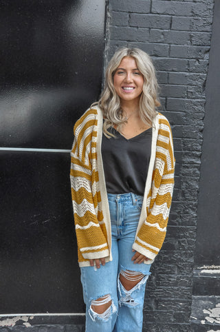 Zig-Zag Two Tone Cardigan