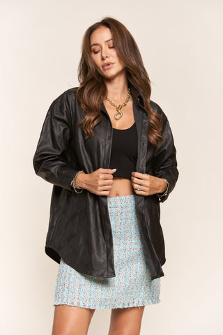 Quilted Faux Leather Jacket