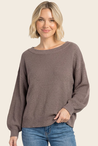 Balloon Sleeve Crew Neck Sweater