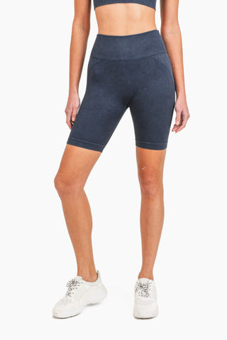 Spliced Seamless Ribbed Biker HW Shorts