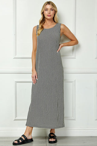 Striped Layered-Look Maxi Dress