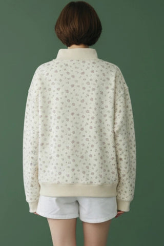 Floral Oversized Mock Neck Sweatshirt