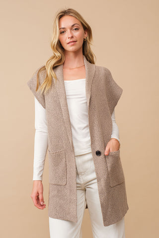 Knit Sleeveless Single Button Cardigan | JQ Clothing Co.