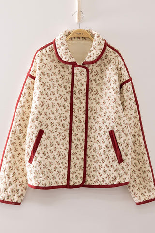 Floral Quilted Jacket in Cream Mix