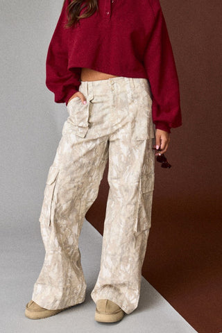 Nature Camo Print Wide Leg Pants