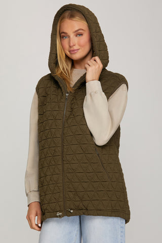 Zip Up Hooded Quilt Vest