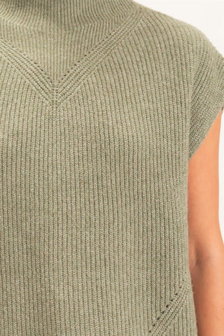 Sleeveless High Neck Sweater