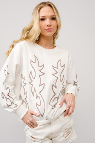 Western Boots Stitch Embroidered Sweatshirt