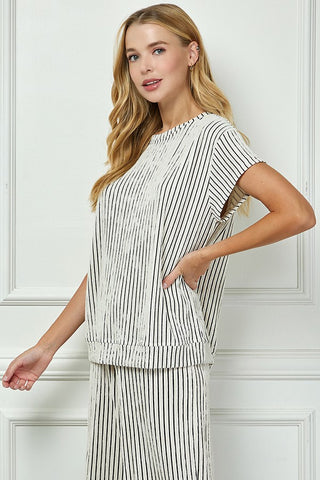 Stripe Cropped Wide-Leg Pan Set