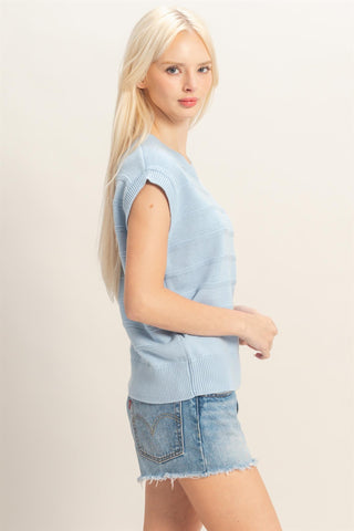 Textured Round Neck Dolman Sleeve Top