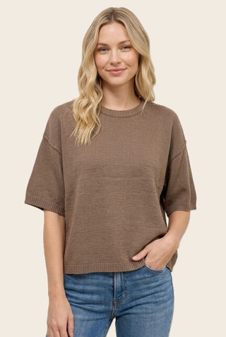 Elbow Sleeve Solid Sweater