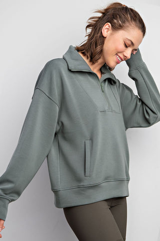 Modal Scuba Quarter Zip Cropped Wide Set
