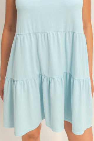 Sleeveless Crewneck Tiered Mini Dress