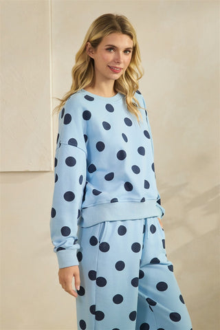 Polka Dot Crew Neck Sweatshirt