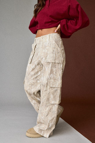 Nature Camo Print Wide Leg Pants