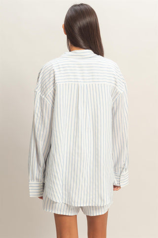 Blue Striped Button-up Shirt
