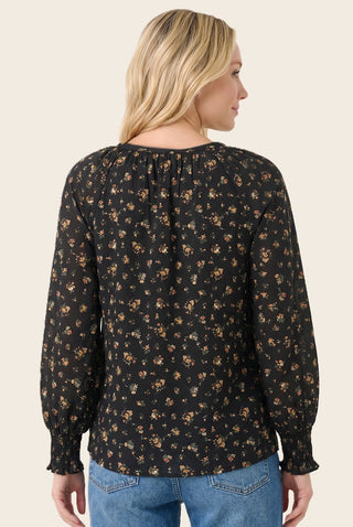 Y Split Button Neck Floral Top