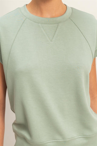Crew Neck Sleeveless Top and Shorts Set