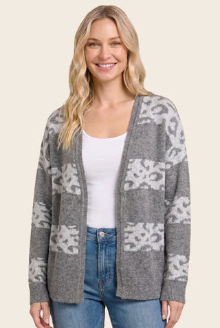 Animal Stripe Blocked Sweater Cardigan