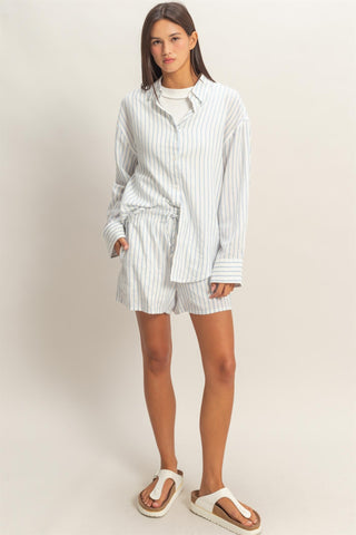 Blue Striped Button-up Shirt