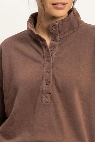 Mineral Wash Button Front Sweatshirt