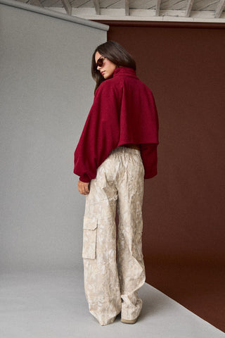 Nature Camo Print Wide Leg Pants