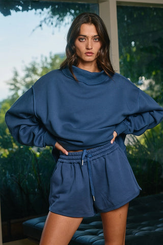 Plain Jane Denim Blue Mockneck Top